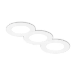 Loftlamper|Indbygningsspots ^ Briloner Indbygningslampe Jeft, Ø 9 cm, hvid, sæt med 3, tænd/sluk, fast