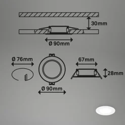 Loftlamper|Indbygningsspots ^ Briloner Indbygningslampe Jeft, Ø 9 cm, hvid, sæt med 3, tænd/sluk, fast