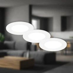 Loftlamper|Indbygningsspots ^ Briloner Indbygningslampe Jeft, Ø 9 cm, hvid, sæt med 3, tænd/sluk, fast