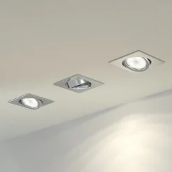 Lindby Loftlamper|Indbygningsspots > Indbygningslamper i krom med LED, kantet sæt med 3 stk