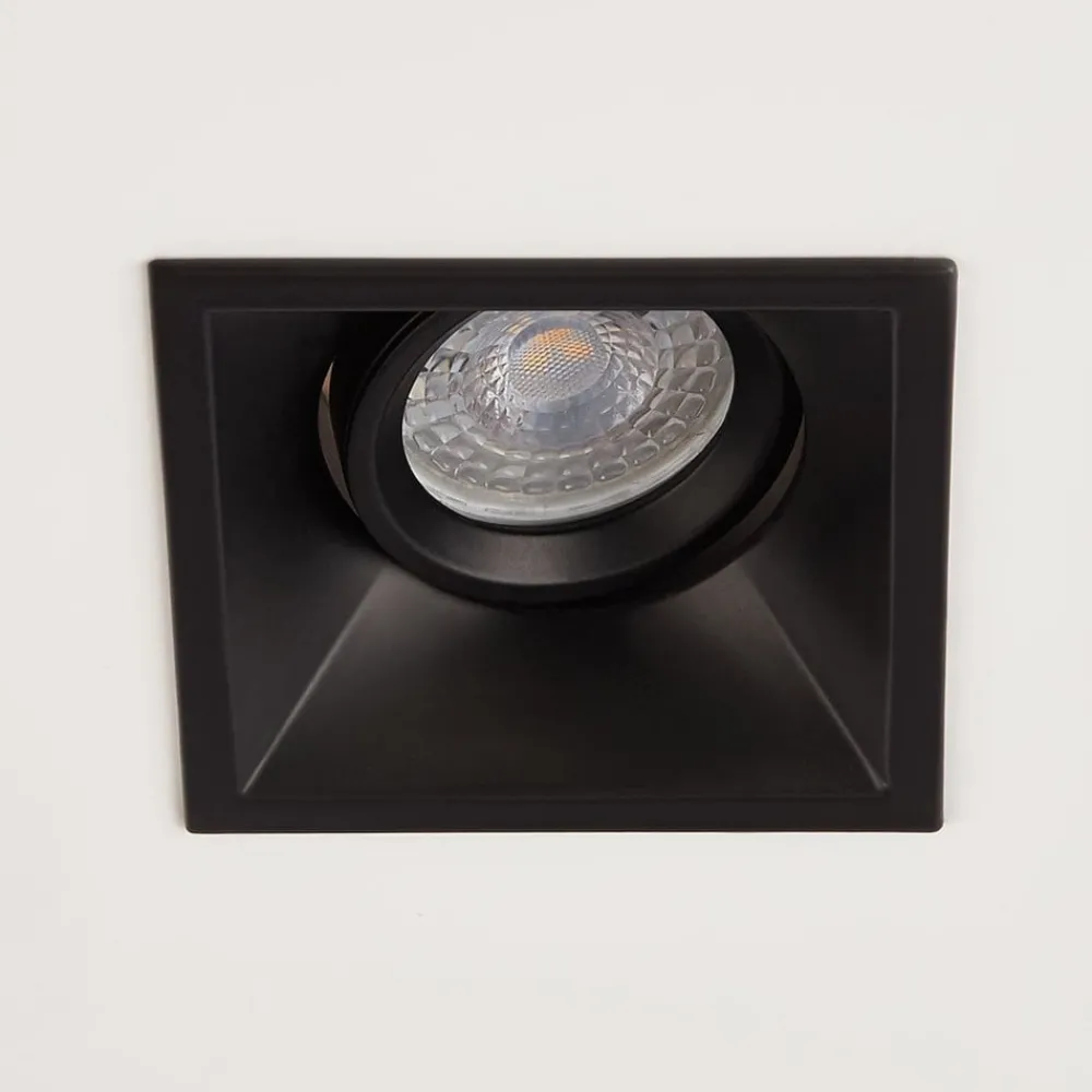 Indbygningsspots ^ Searchlight Indbygningslampe Slim Trim Square, sort, 9 x 9 cm, aluminium, GU10