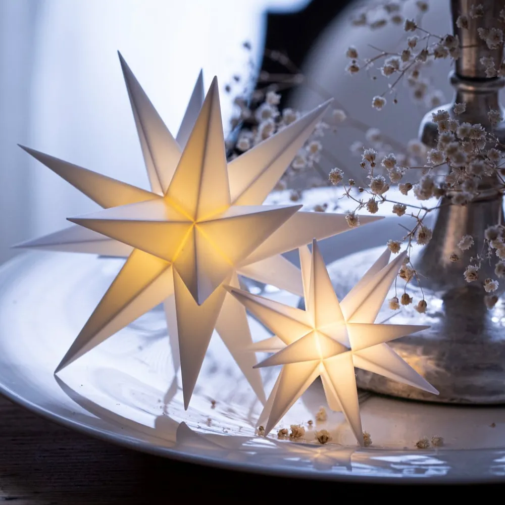 Dekorationsbelysning|Julepynt ^ STERNTALER Indendørs dekostjerne 18 takker, Ø 12 cm, hvid