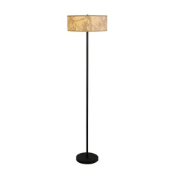Searchlight Gulvlamper > Isla gulvlampe, Ø 40 cm, brun, beige, bambus, stål