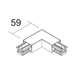 Ivela Skinnesystem > L-forbindelsesstykke SQUARE 48 V, sort, beskyttelsesleder til højre