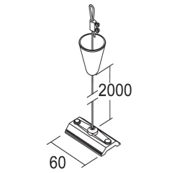 Skinnesystem ^ Ivela LKM rebophæng 200 cm, plade 6 cm, sort