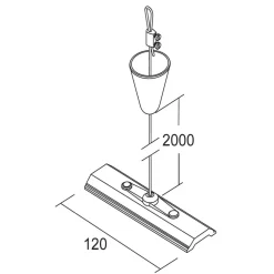 Ivela Skinnesystem > LKM rebophæng 200 cm, plade 12 cm, hvid