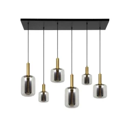 Lucide Pendellamper > Joanet hængelampe, røget grå/sort, glas, 132 cm lang