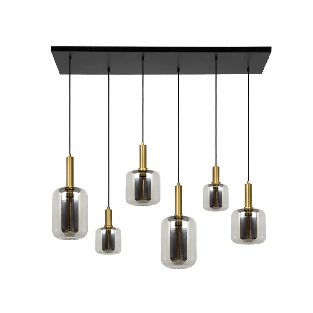 Lucide Pendellamper > Joanet hængelampe, røget grå/sort, glas, 132 cm lang