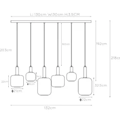Lucide Pendellamper > Joanet hængelampe, røget grå/sort, glas, 132 cm lang