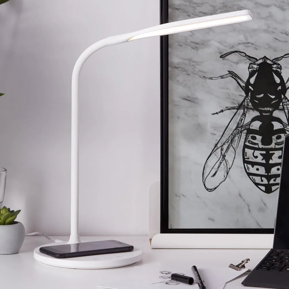 Arbejdsrum/Kontor ^ Brilliant Joni LED-bordlampe, hvid, højde 34 cm, CCT, dæmpbar
