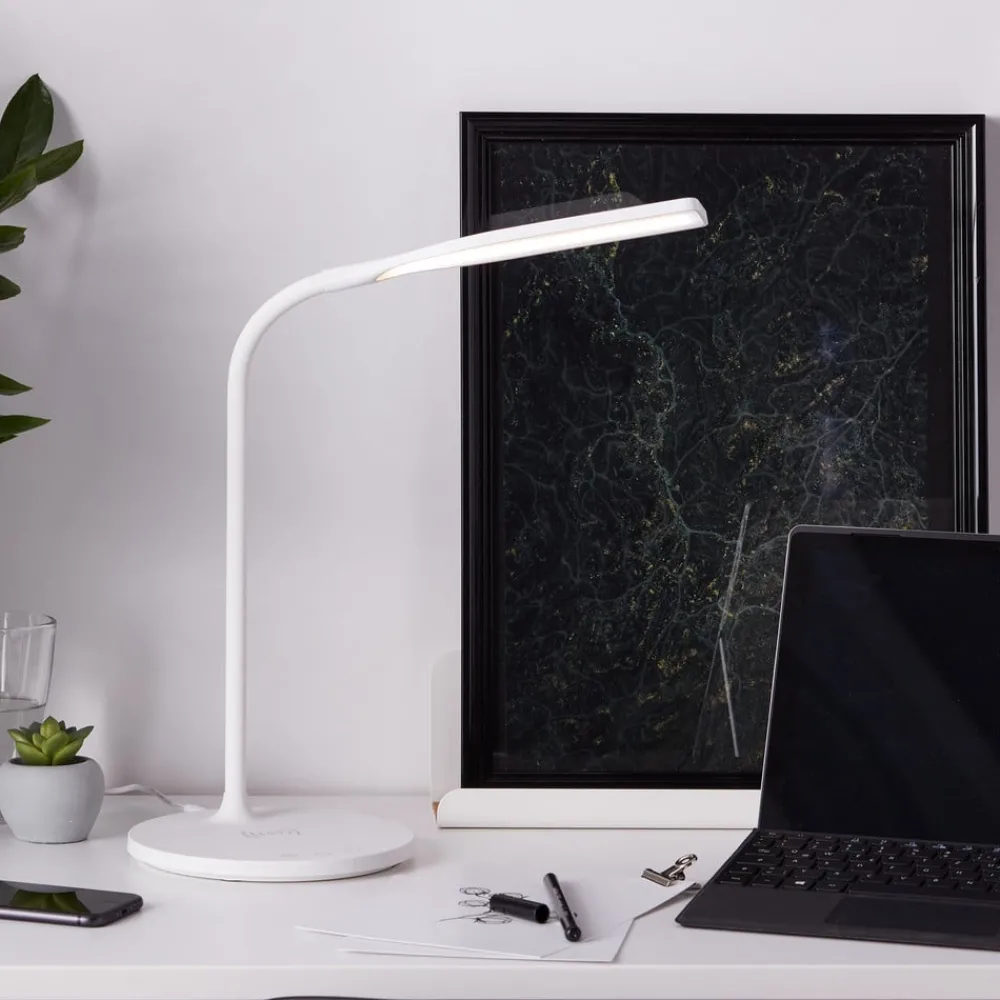 Arbejdsrum/Kontor ^ Brilliant Joni LED-bordlampe, hvid, højde 34 cm, CCT, dæmpbar