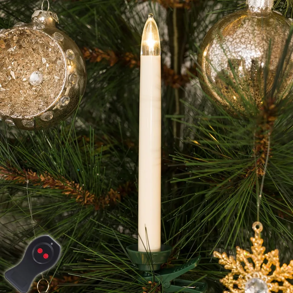 Konstsmide Christmas Julepynt|Julelyskæder > Juletræslys LED kabelløs 16 cm, hvid, 10 lyskilder