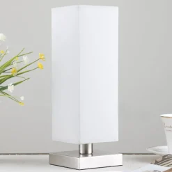 Lindby Bordlamper > Julina - tekstil-natbordslampe i grå