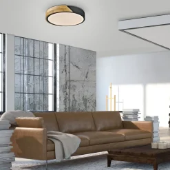 Gang|Loftlamper ^ JUST LIGHT. GmbH JUST LIGHT. Bila LED-loftslampe, sort, Ø 32 cm, træ