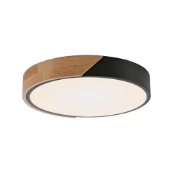 Gang|Loftlamper ^ JUST LIGHT. GmbH JUST LIGHT. Bila LED-loftslampe, sort, Ø 32 cm, træ
