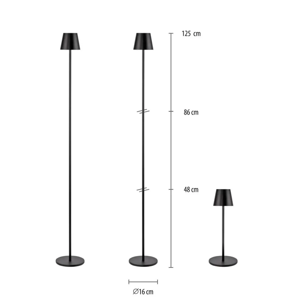 JUST LIGHT. GmbH Terrassebelysning > JUST LIGHT. Euria LED-gulvlampe, sort, jern, IP54