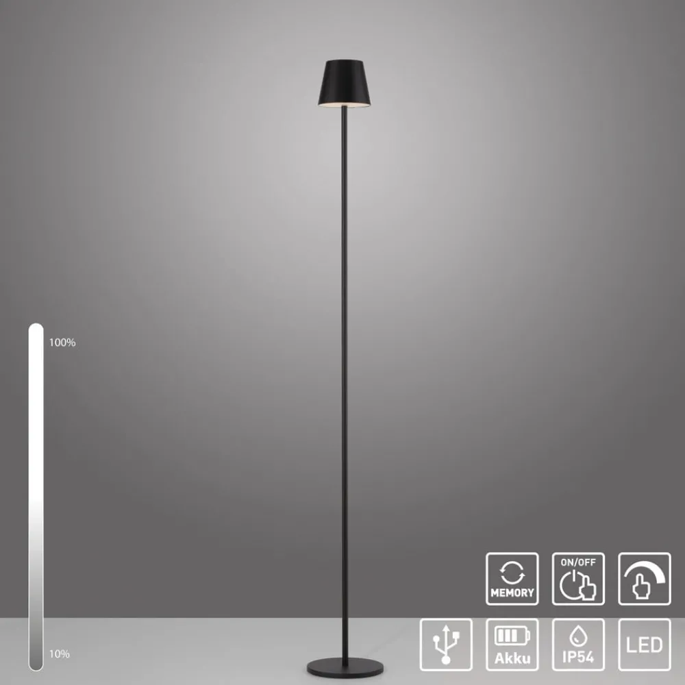 JUST LIGHT. GmbH Terrassebelysning > JUST LIGHT. Euria LED-gulvlampe, sort, jern, IP54