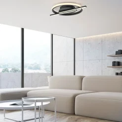 JUST LIGHT. GmbH Gang|Loftlamper > JUST LIGHT. Korsa LED-loftslampe, sort, Ø31 cm, dæmpbar