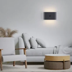 JUST LIGHT. GmbH Væg- Og Spejllamper > JUST LIGHT. LED-batteridrevet væglampe Ziddy sort Sensor 3.000K