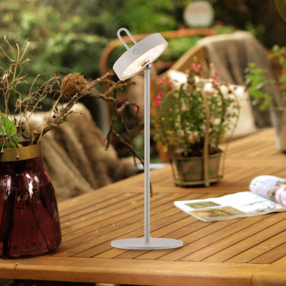 JUST LIGHT. GmbH Dekorationsbelysning|Terrassebelysning > JUST LIGHT. LED-bordlampe Amag grå-beige jern IP44