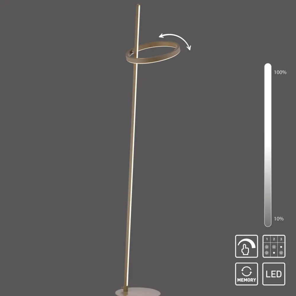 JUST LIGHT. GmbH Gulvlamper|Gulvlamper > JUST LIGHT. LED-gulvlampe Ritus sand, jern, dæmper, 3.000 K