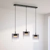 Pendellamper ^ JUST LIGHT. GmbH JUST LIGHT. LED-hængelampe Elio, røget glas, 3 lyskilder, sort