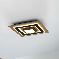 Loftlamper ^ JUST LIGHT. GmbH JUST LIGHT. LED loftlampe Tola, kantet, 2 lyskilder, træ, 3000 K