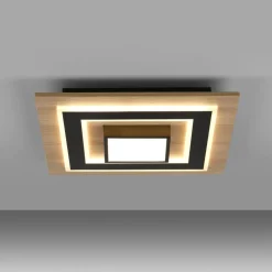 Loftlamper ^ JUST LIGHT. GmbH JUST LIGHT. LED loftlampe Tola, kantet, 2 lyskilder, træ, 3000 K