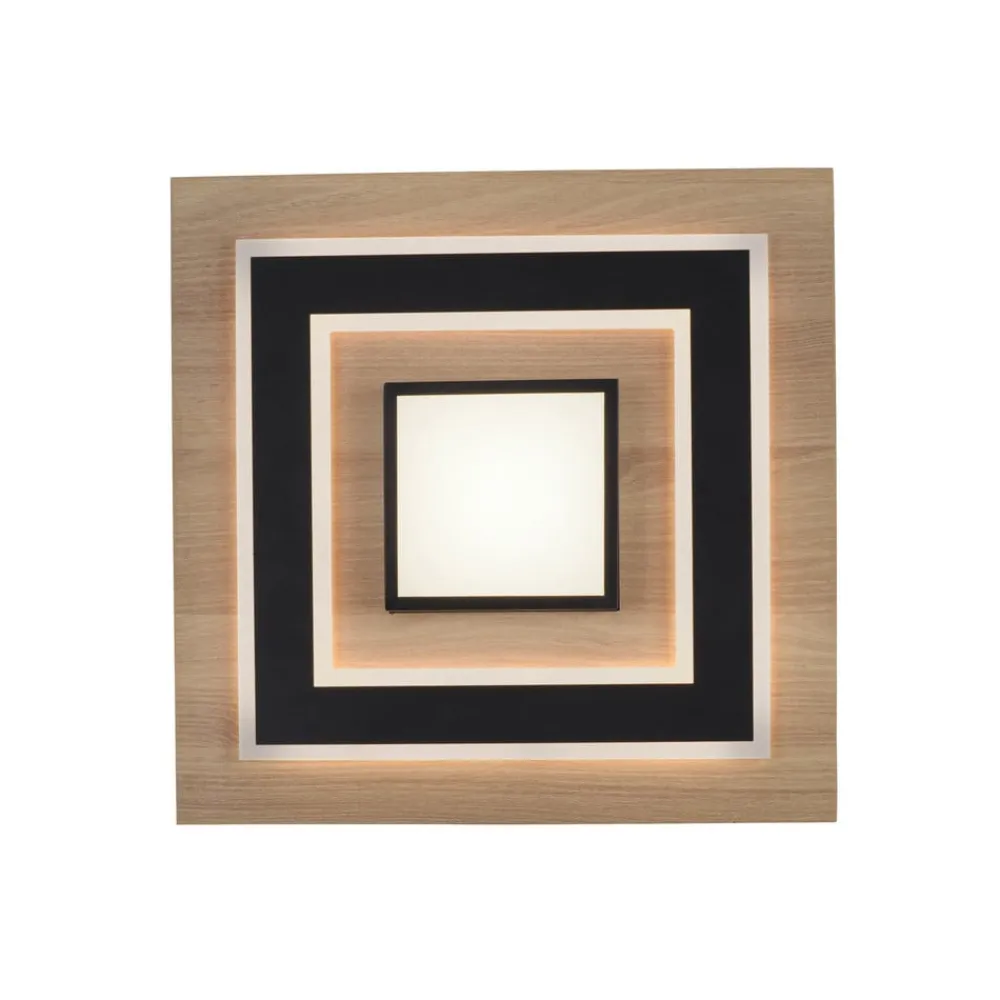 Loftlamper ^ JUST LIGHT. GmbH JUST LIGHT. LED loftlampe Tola, kantet, 2 lyskilder, træ, 3000 K
