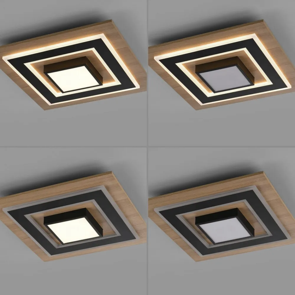 Loftlamper ^ JUST LIGHT. GmbH JUST LIGHT. LED loftlampe Tola, kantet, 2 lyskilder, træ, 3000 K