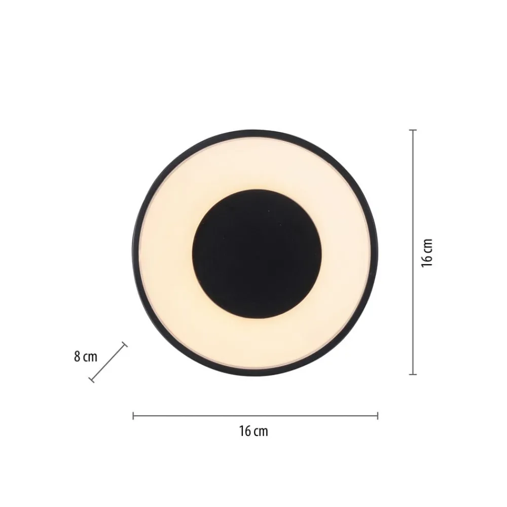 JUST LIGHT. GmbH Loftlamper > JUST LIGHT. LED-loftslampe Tanika sort, Ø16 cm, dæmpbar