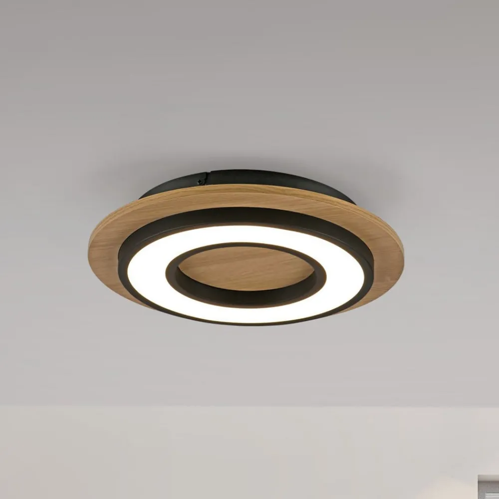 JUST LIGHT. GmbH Gang|Loftlamper > JUST LIGHT. Loftlampe Tola, rund, træ, 3.000 K