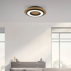 JUST LIGHT. GmbH Gang|Loftlamper > JUST LIGHT. Loftlampe Tola, rund, træ, 3.000 K