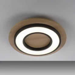 JUST LIGHT. GmbH Gang|Loftlamper > JUST LIGHT. Loftlampe Tola, rund, træ, 3.000 K