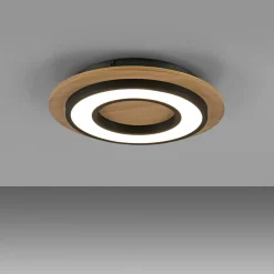 JUST LIGHT. GmbH Gang|Loftlamper > JUST LIGHT. Loftlampe Tola, rund, træ, 3.000 K
