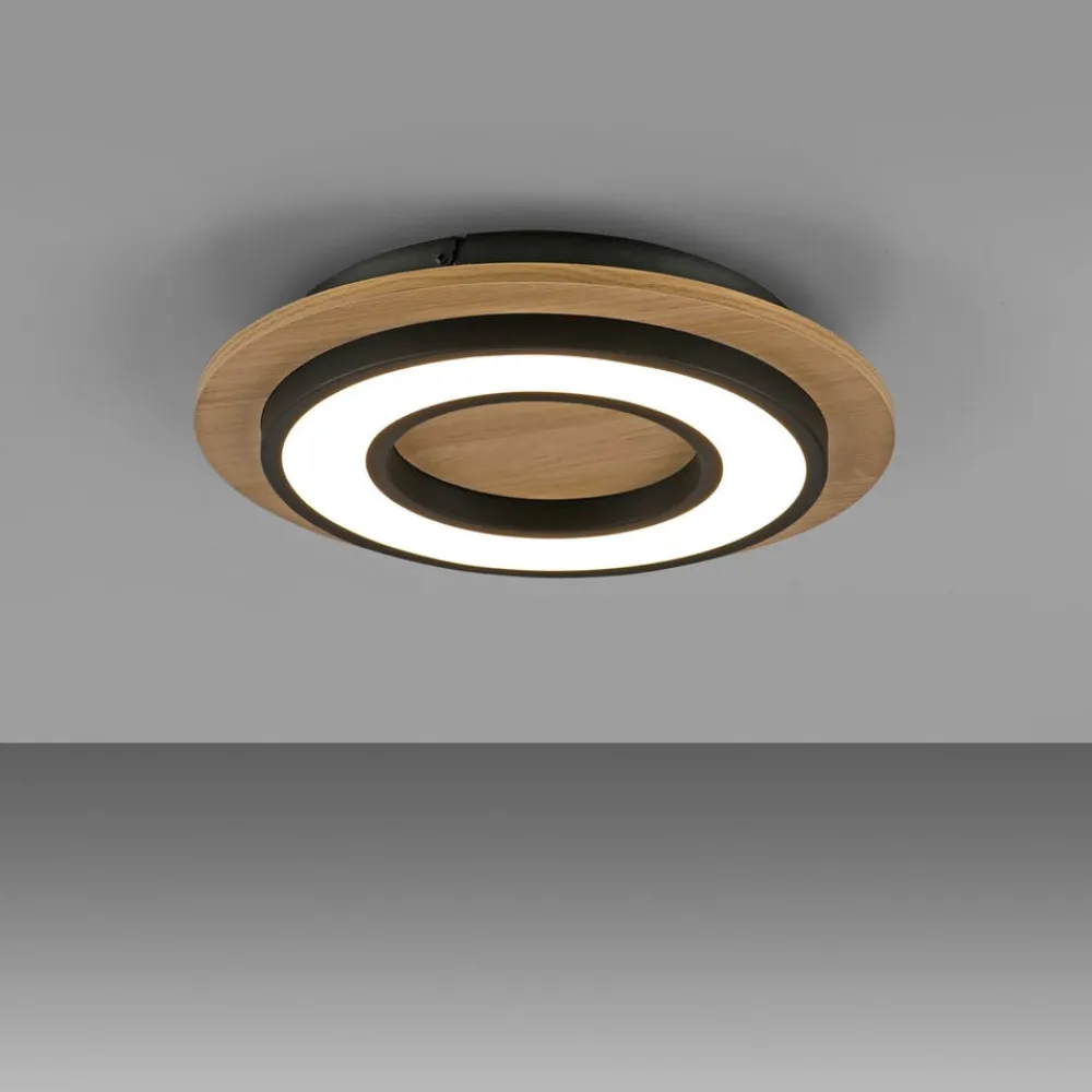 JUST LIGHT. GmbH Gang|Loftlamper > JUST LIGHT. Loftlampe Tola, rund, træ, 3.000 K