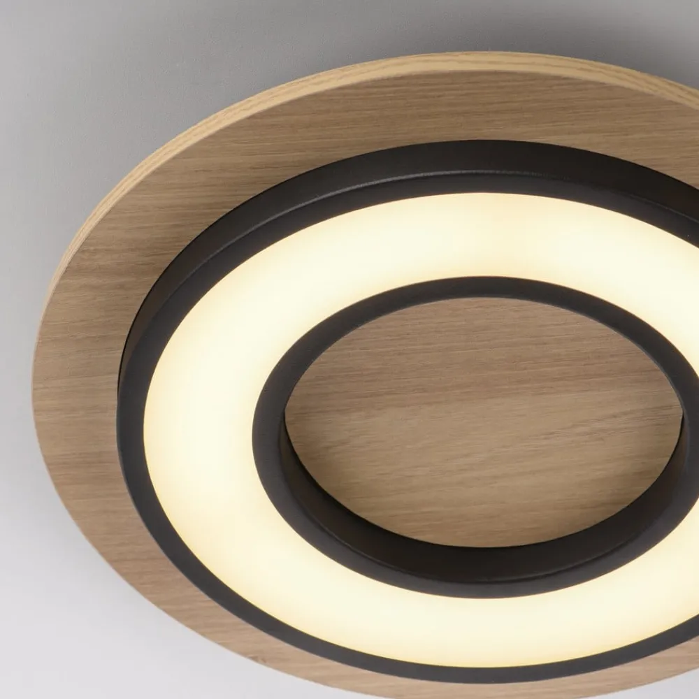 JUST LIGHT. GmbH Gang|Loftlamper > JUST LIGHT. Loftlampe Tola, rund, træ, 3.000 K