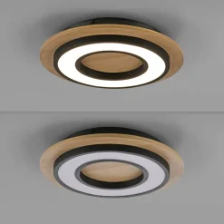 JUST LIGHT. GmbH Gang|Loftlamper > JUST LIGHT. Loftlampe Tola, rund, træ, 3.000 K