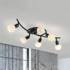JUST LIGHT. GmbH Loftlamper > JUST LIGHT. Loki loftlampe, 6 lyskilder, sort, jern, glas