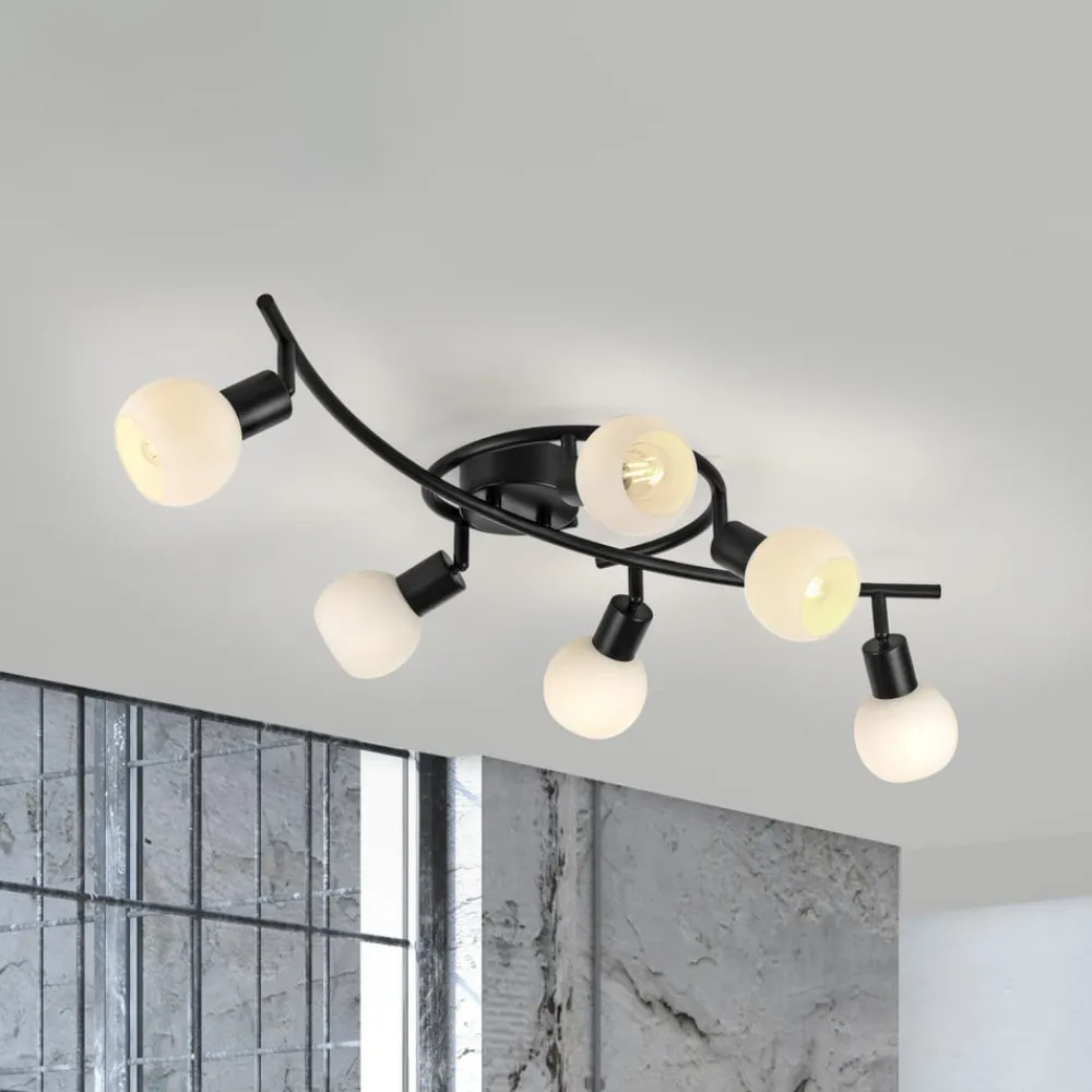 JUST LIGHT. GmbH Loftlamper > JUST LIGHT. Loki loftlampe, 6 lyskilder, sort, jern, glas