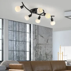 JUST LIGHT. GmbH Loftlamper > JUST LIGHT. Loki loftlampe, 6 lyskilder, sort, jern, glas