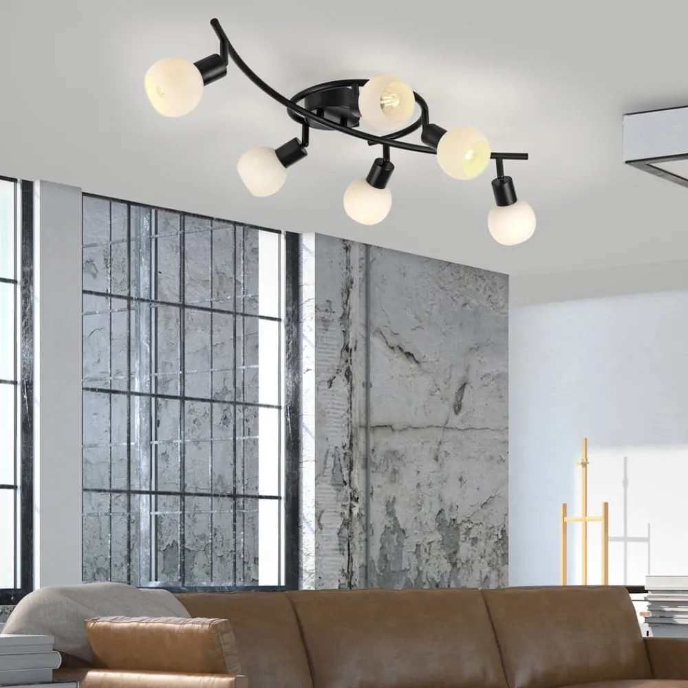 JUST LIGHT. GmbH Loftlamper > JUST LIGHT. Loki loftlampe, 6 lyskilder, sort, jern, glas