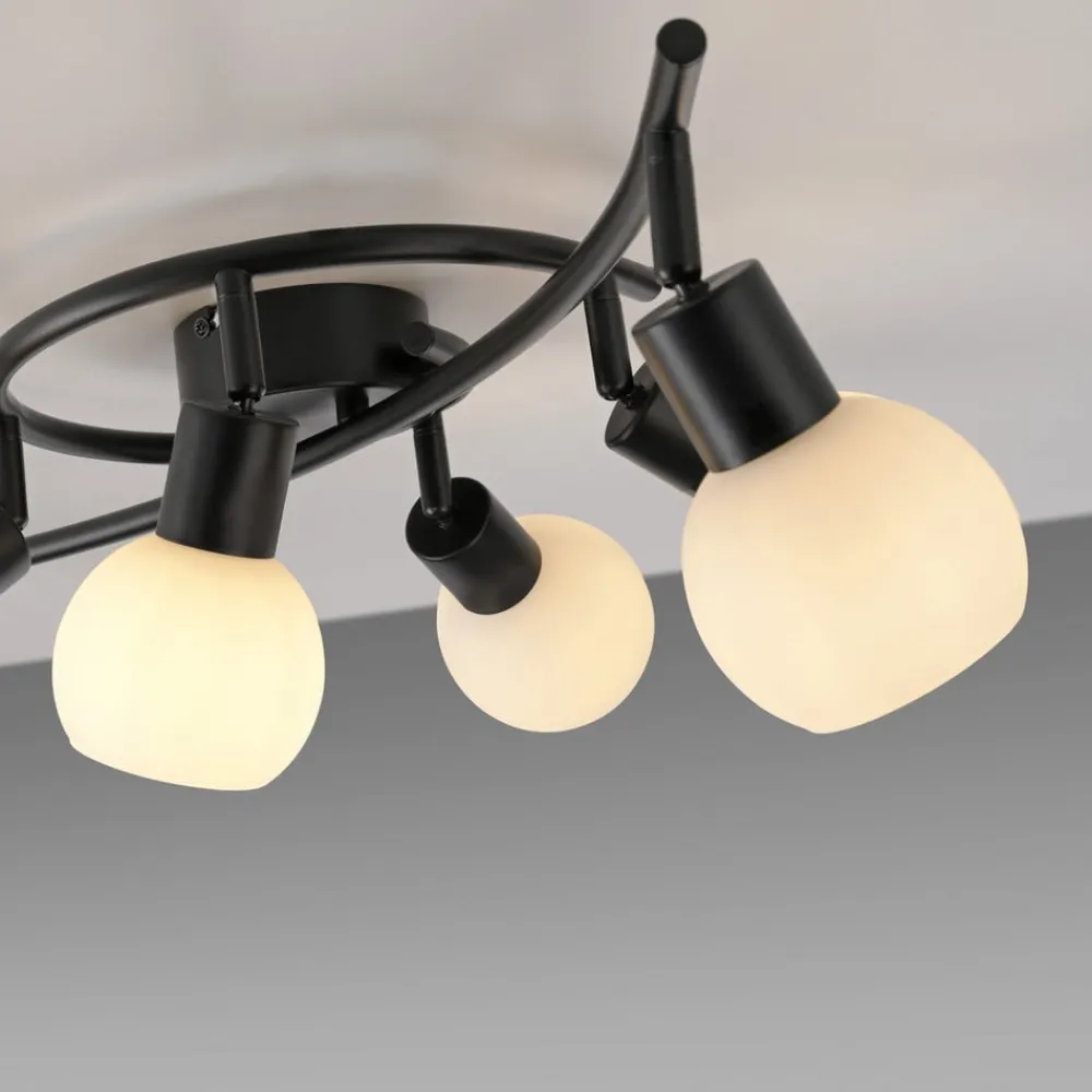 JUST LIGHT. GmbH Loftlamper > JUST LIGHT. Loki loftlampe, 6 lyskilder, sort, jern, glas