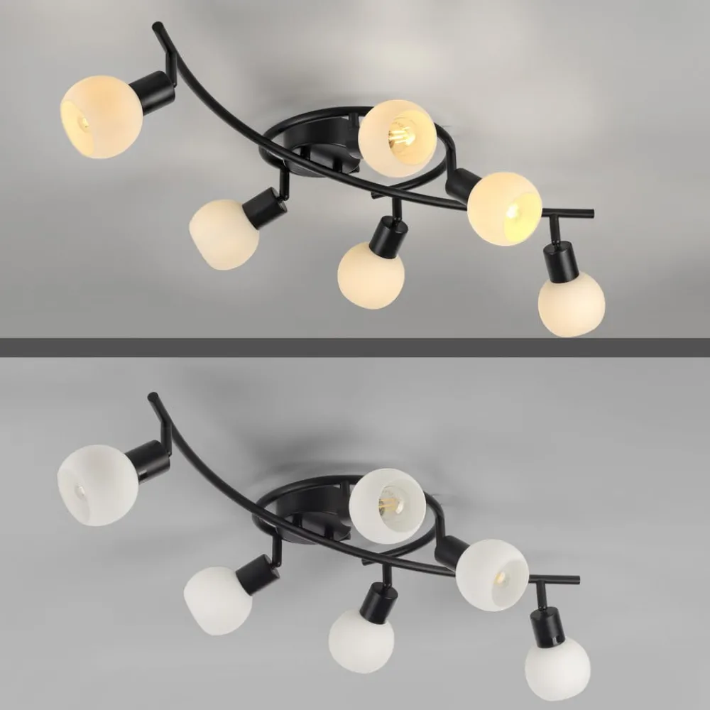 JUST LIGHT. GmbH Loftlamper > JUST LIGHT. Loki loftlampe, 6 lyskilder, sort, jern, glas