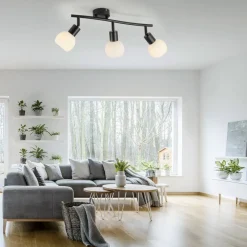 JUST LIGHT. GmbH Loftlamper > JUST LIGHT. Loki loftlampe, 3 lyskilder, lang, sort, jern