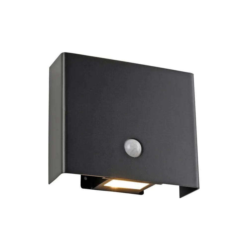 JUST LIGHT. GmbH Væglampe Med Sensor > JUST LIGHT. Udendørs væglampe med sensor Amin, genopladeligt batteri sort