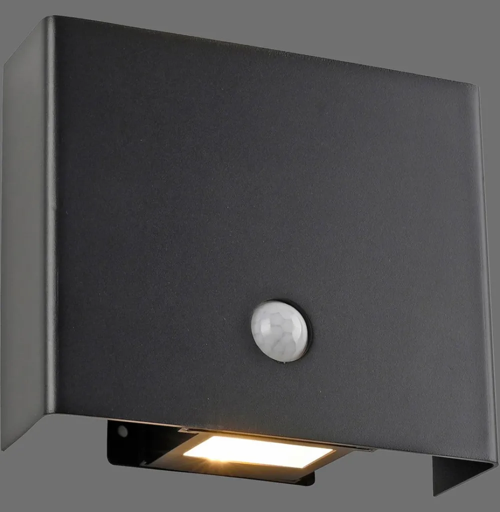 JUST LIGHT. GmbH Væglampe Med Sensor > JUST LIGHT. Udendørs væglampe med sensor Amin, genopladeligt batteri sort