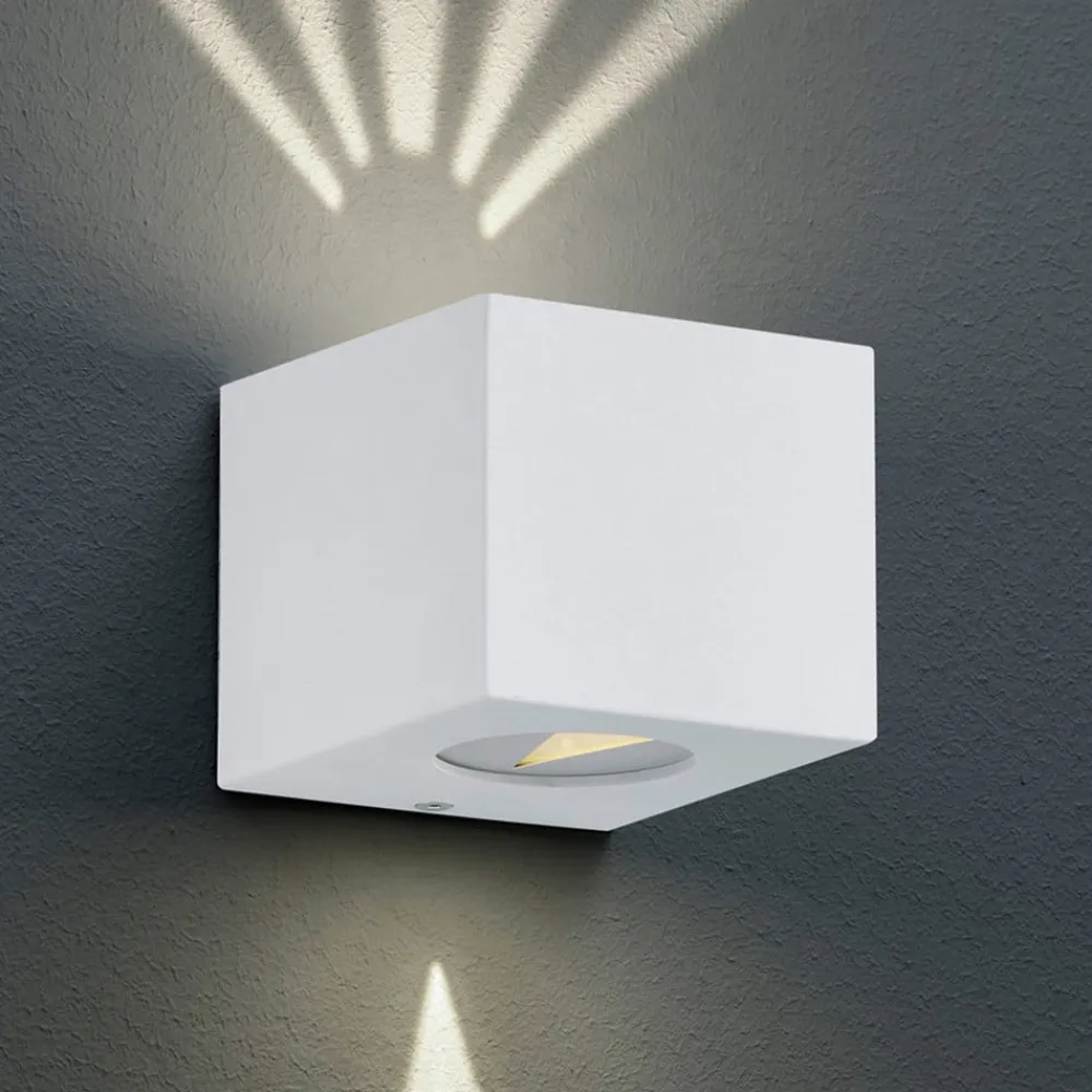 Væglamper ^ Reality Leuchten Kantet udendørs LED-væglampe Cordoba, mørkegrå