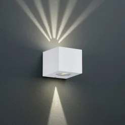 Væglamper ^ Reality Leuchten Kantet udendørs LED-væglampe Cordoba, mørkegrå