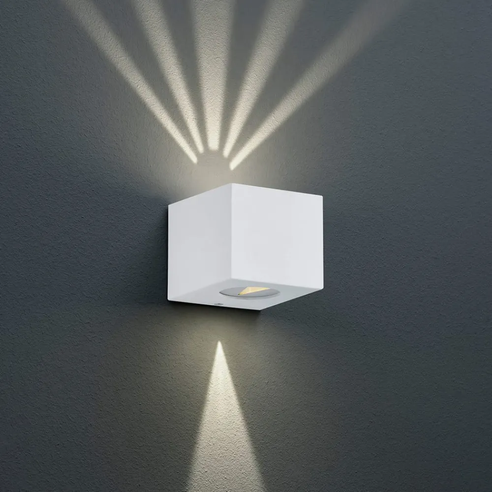 Væglamper ^ Reality Leuchten Kantet udendørs LED-væglampe Cordoba, mørkegrå